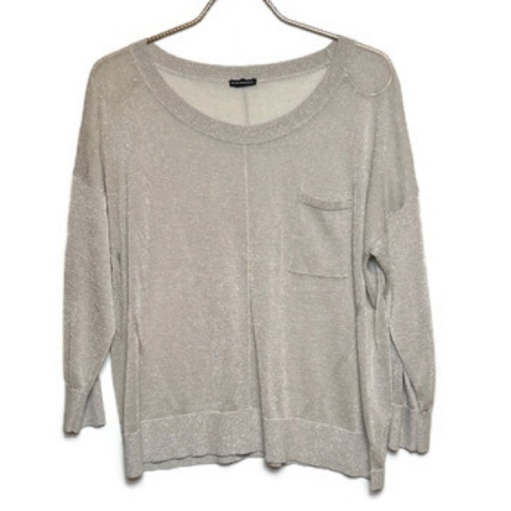 Club Monaco Thin Knit Beige Gold Loose Fit Sweater Size S
